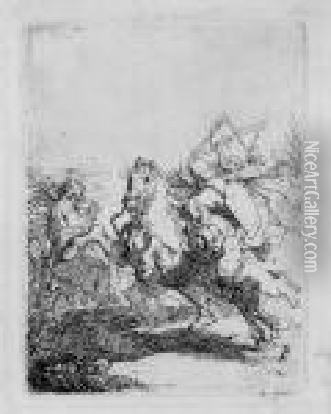 Das Reitergefecht Oil Painting - Rembrandt Van Rijn