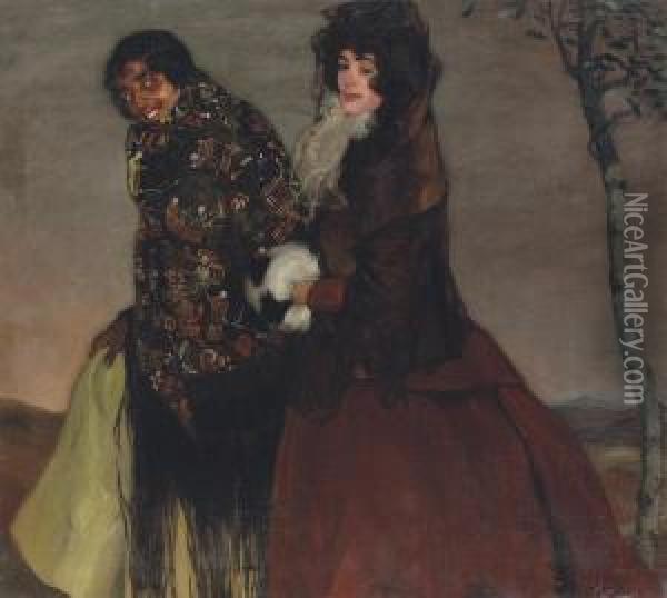 Andaluza Y Senorita: The Andalusian And The Lady Oil Painting - Ignacio Zuloaga Y Zabaleta