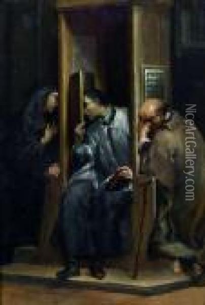 Saint Jean Nepomucene Confessant La Reine De Hongrie Oil Painting - Giuseppe Maria Crespi