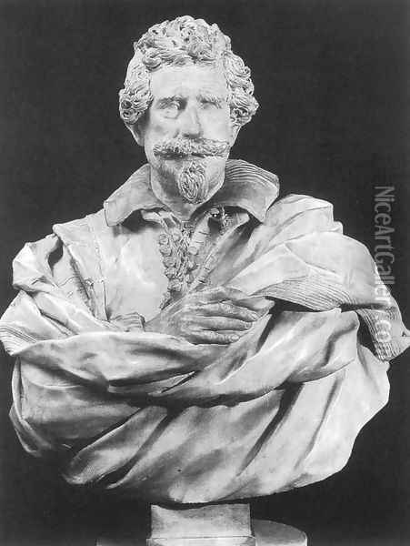 Bust of Michelangelo Buonarroti the Younger Oil Painting - Giuliano Finelli