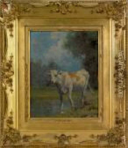 Landscape With A Cow Oil Painting - Robert Atkinson Fox