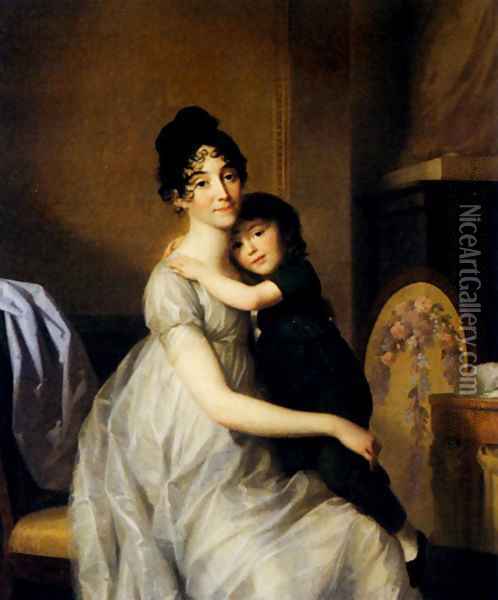 Anne Pauline Dufour Ferance And her Son Jean Marc Albert 1802 Oil Painting - Johann Heinrich The Elder Tischbein