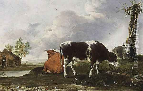 Landscape with Cows 1649 Oil Painting - Anthonie van BORSSUM