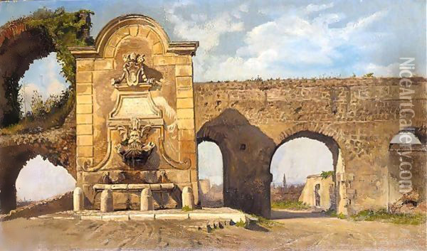 Fountains At Porta Furba Oil Painting - Theodor Esbern Philipsen