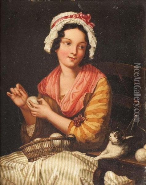 La Devideuse (garnbinderin) Oil Painting - Jean Baptiste Greuze