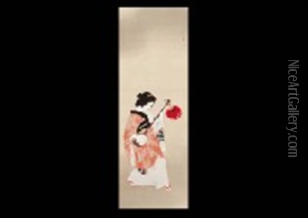 Awa Dance Oil Painting - Tsunetomi Kitano