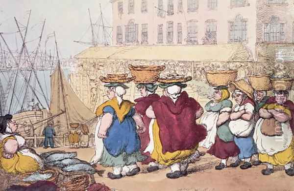 Billingsgate Fish Market, pub. by Thomas Tegg, 1796 Oil Painting - Thomas Rowlandson