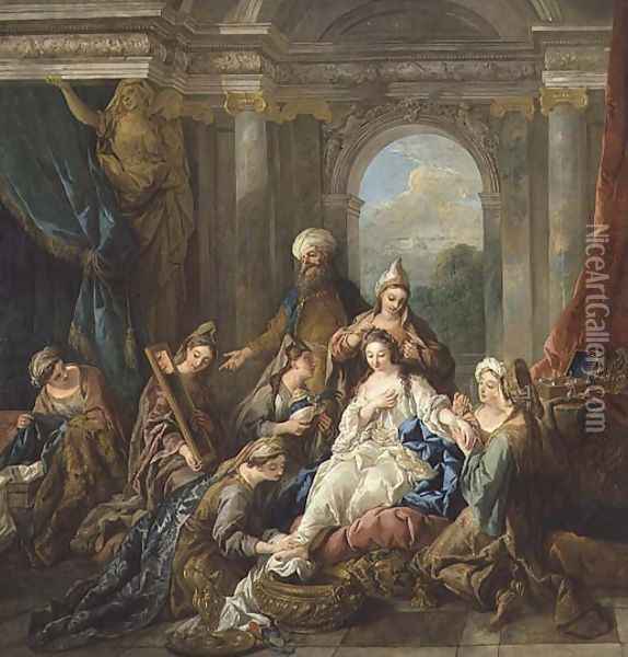 The Toilet of Esther, 1738 Oil Painting - Jean Francois de Troy