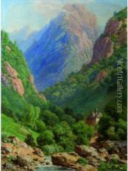 Paysage De Montagne Oil Painting - Joseph Laurent Pelletier