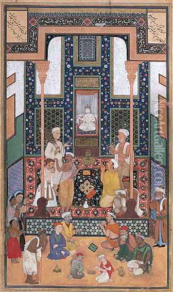 Sadi Visit to an Indian Temple, miniature from a Bustan (The Orchard) by Sadi, Bukhara, Western Uzbekistan, c.1531-32 Oil Painting - Shaykh Zada