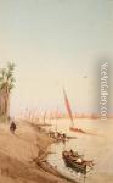 B) Sunset In Cairo Oil Painting - Spyridon Scarvelli