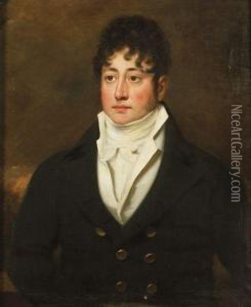 Portrait D'un Elegant Au Foulard Oil Painting - Gilbert Stuart