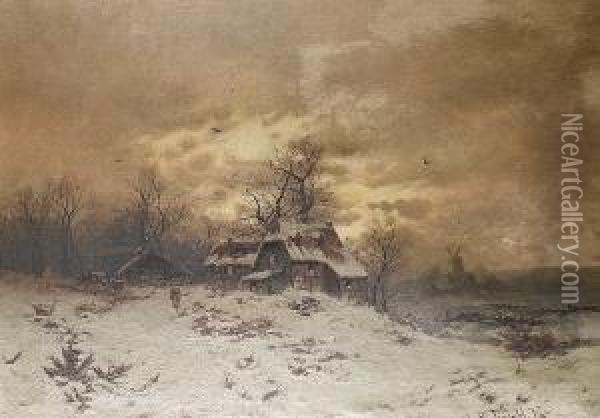 Winter Landscape Oil Painting - Joseph Friedrich N. Heydendahl