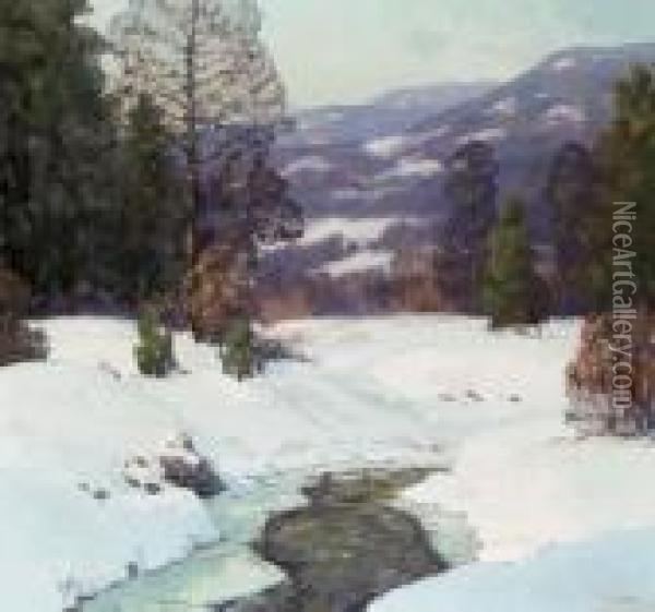 Distant Hills, Winter Oil Painting - Walter Koeniger