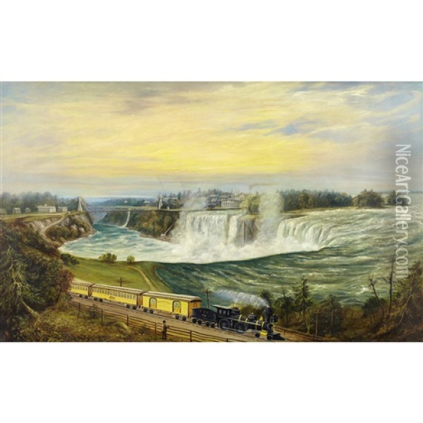 The Canadian Southern Railway At Niagara Oil Painting - Robert Reginald Whale