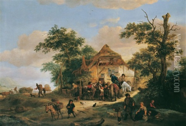 Bauern Vor Dem Wirtshaus Oil Painting - Isaac Van Ostade