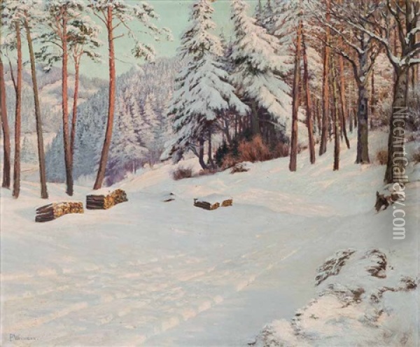 Winterlandschaft Oil Painting - Paul Weimann