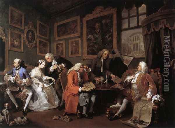 Marriage à la Mode: 1. The Marriage Settlement Oil Painting - William Hogarth