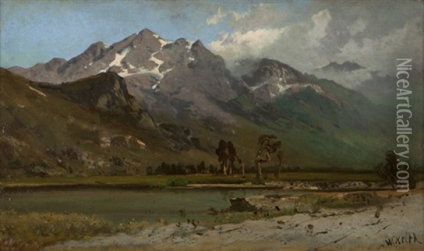 Mountain With Snowrift Oil Painting - William Keith