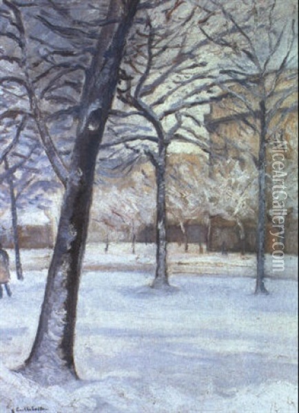 Parc Sous La Neige, Paris Oil Painting - Gustave Caillebotte
