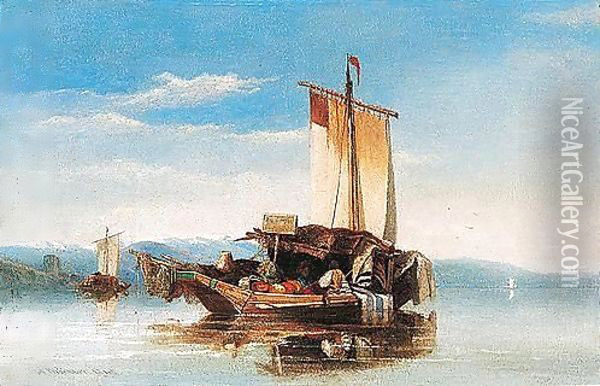 A Zurich Fishing Boat Oil Painting - William James Muller