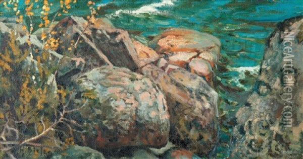 Cliffs By The Shore Oil Painting - Helmi Ahlman Biese