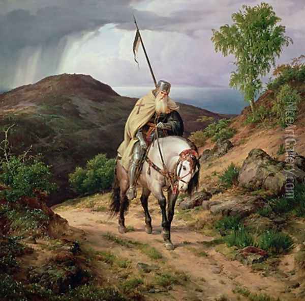 The Return of the Crusader Oil Painting - Karl Friedrich Lessing