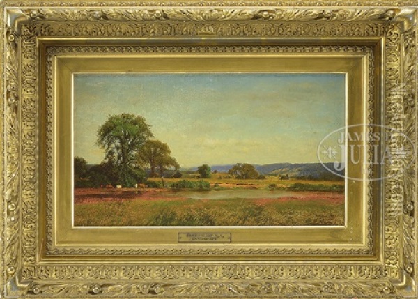 Pastoral Landscape With Cows Oil Painting - James McDougal Hart