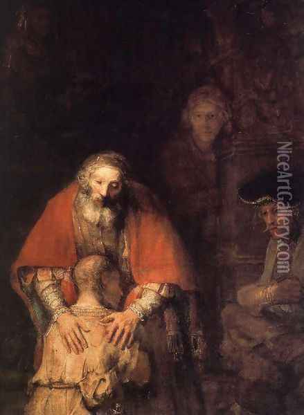 The Return of the Prodigal Son (detail -5) c. 1669 Oil Painting - Rembrandt Van Rijn