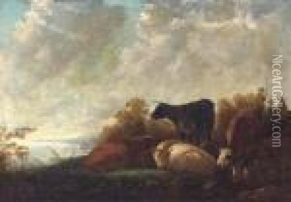 Cattle At Rest By A River Oil Painting - Aelbert Cuyp
