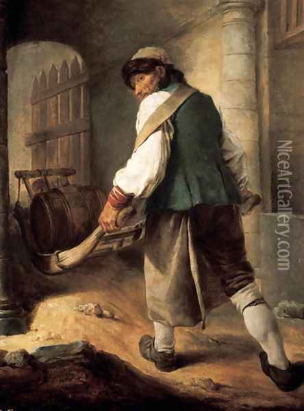 A Villager Oil Painting - Charles-Francois Hutin