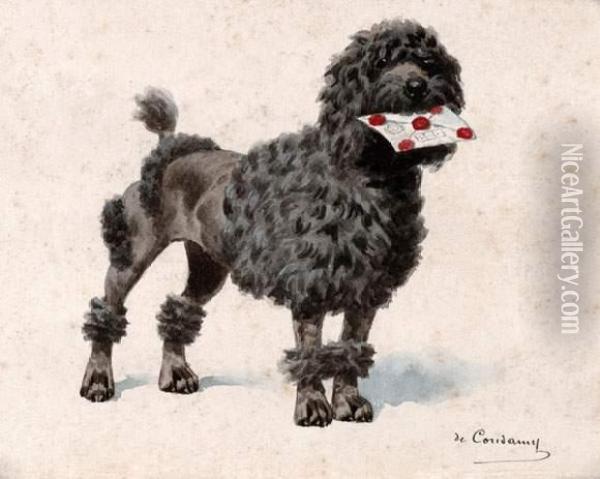 < Caniche Royal >. Oil Painting - Charles Fernand de Condamy