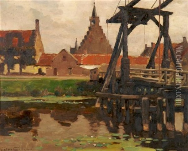 Bridge Over Water Oil Painting - Victor Olivier Gilsoul