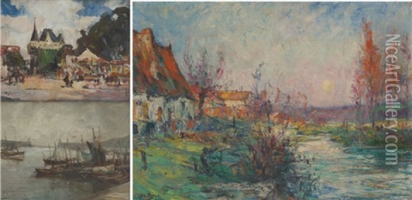 Campagne (+ 2 Others, Various Sizes; 3 Works) Oil Painting - Armand Gustave Gerard Jamar