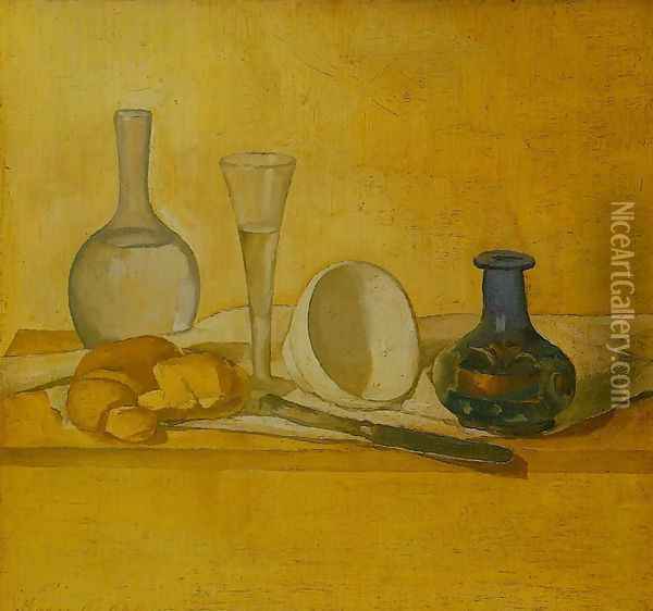 Still Life with a Brioche (Natura morta con la brioche) Oil Painting - Giorgio Morandi