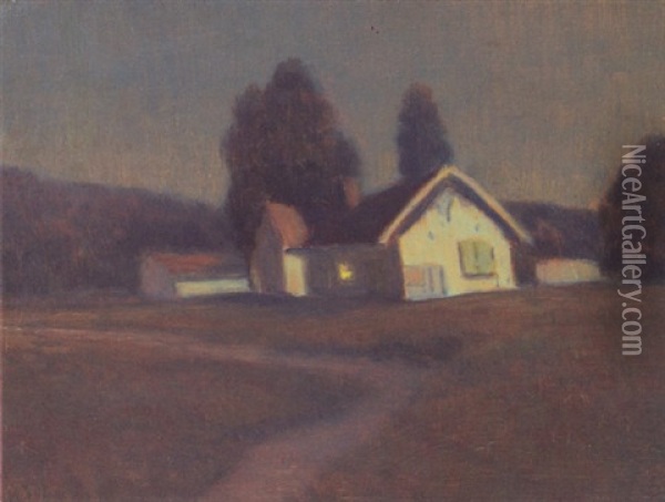 A Farm House At Dusk Oil Painting - Xavier Martinez