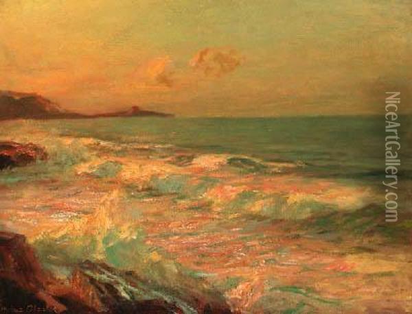 Sunset Over The Ocean Oil Painting - Julius Olsson