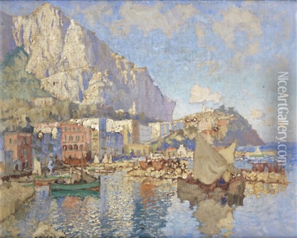 Capri (marina Grande) Oil Painting - Konstantin Ivanovich Gorbatov