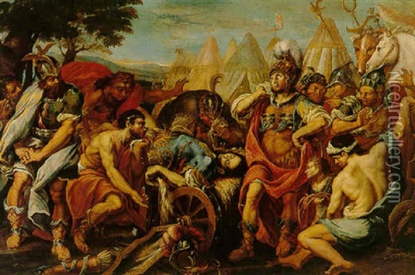 Achilles Mourning The Death Of Patroclus Oil Painting - Francesco Rosa