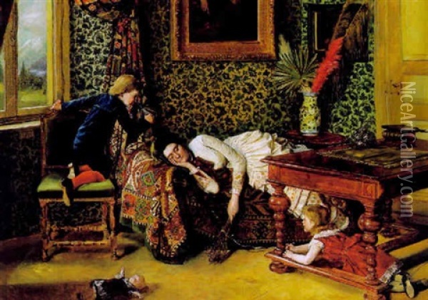 Der Mittagsschlaf Oil Painting - Theodor Rauecker