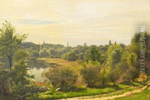 View From The Botanical Gardens Oil Painting - Niels Fristrup