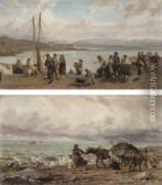 Weed Gatherers, West Coast Of Ireland Oil Painting - Thomas Rose Miles