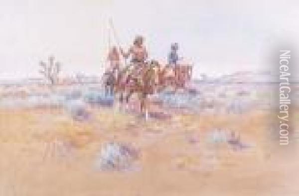 The Navajos Oil Painting - Charles Marion Russell