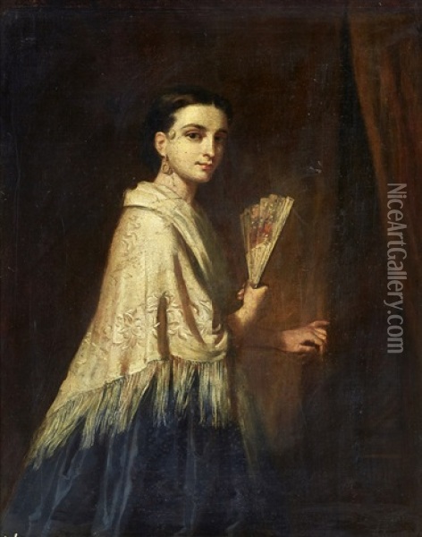 Spanish Lady With A Fan Oil Painting - Edwin Long