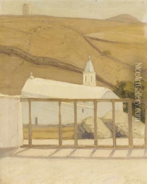 A Church On Tinos Oil Painting - Pericles Lytras