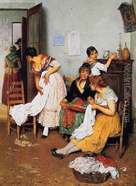 The New Suitor Oil Painting - Eugene de Blaas