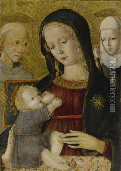 Madonna And Child With Saint Bernardino And Saint Catherine Of Siena Oil Painting -  Pietro di Domenico