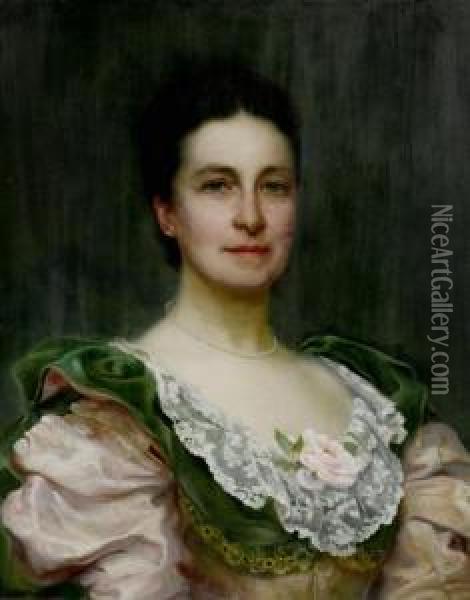 Portrait Of Lady Collins Oil Painting - William Clarke Wontner