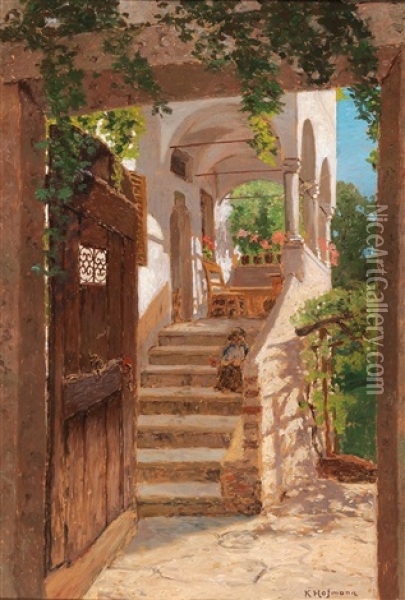 Staircase Oil Painting - Karl Hofmann