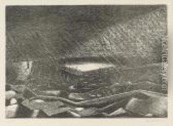 Rain, Lake Zillebeke (postan L3) Oil Painting - Paul Nash